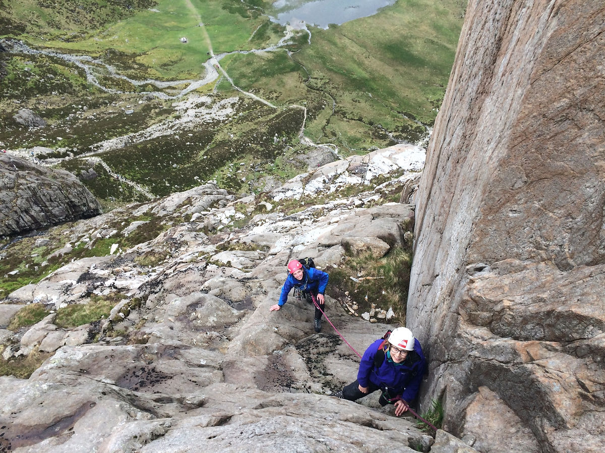 Climbers above the Ogwen basin