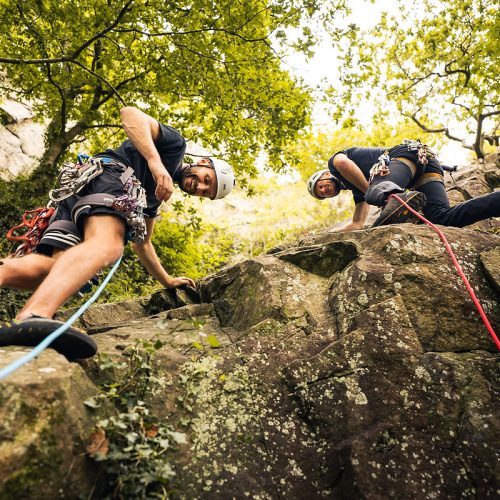 MCI instructor teaching rope work techniques UK mountain courses climbing training